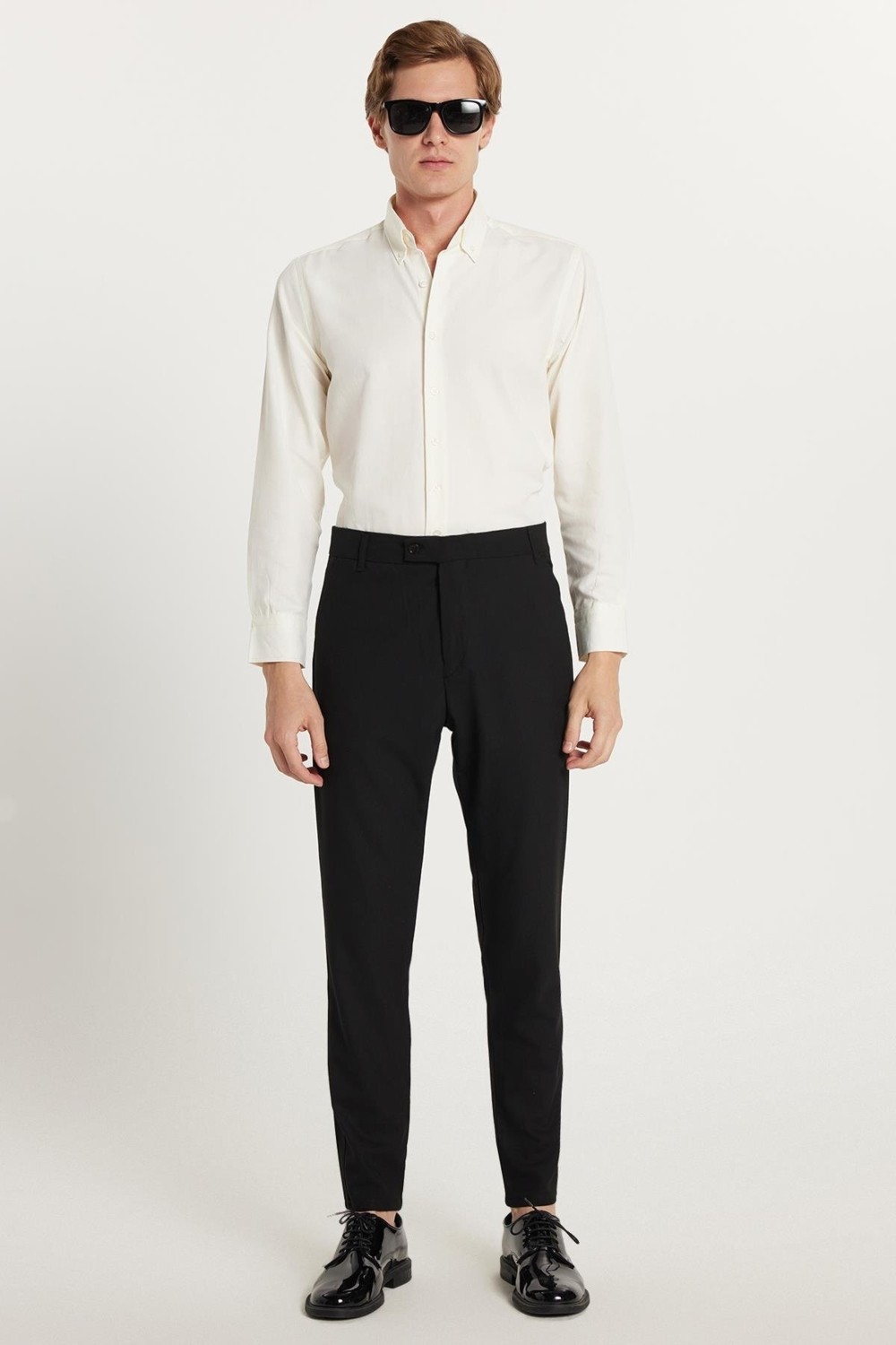 Tudors Erkek Slim Fit Dar Kesim Chino Yandan Cepli Pamuklu Siyah Pantolon görsel 4