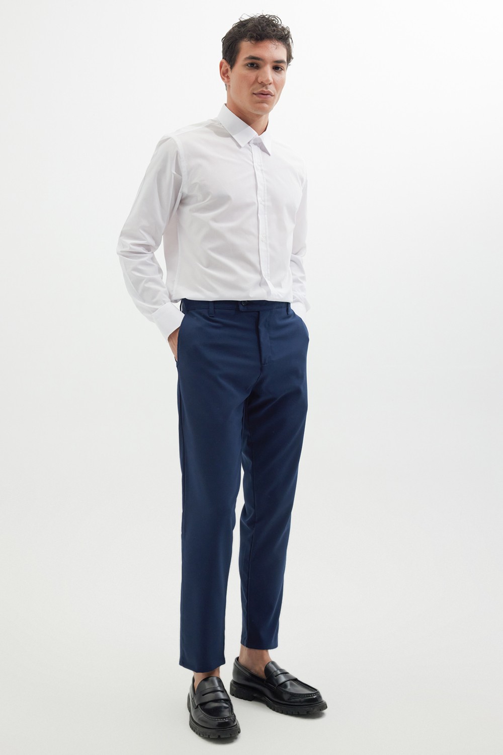 Tudors Erkek Slim Fit Dar Kesim Esnek Yan Cepli Bilek Boy Canvas Kesim Siyah Pantolon görsel 2
