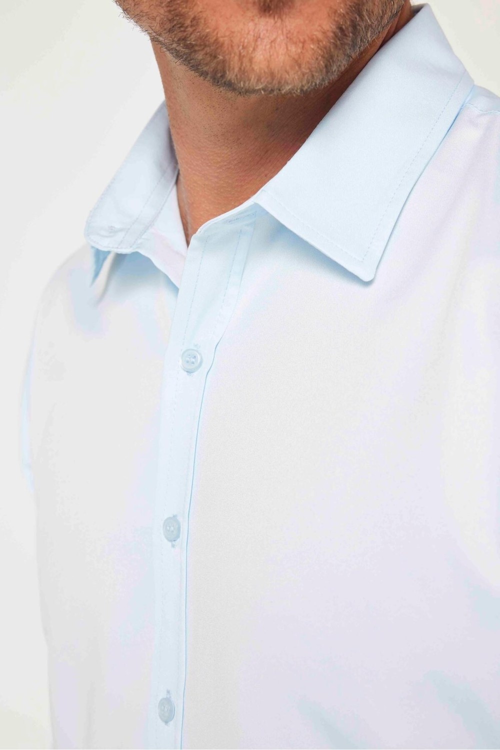 Tudors Slim Fit Uzun Kollu Kolay Ütü Teri Emen Nefes Alan Doku Kravatlık Dört Mevsim Mavi Erkek Gömlek görsel 4