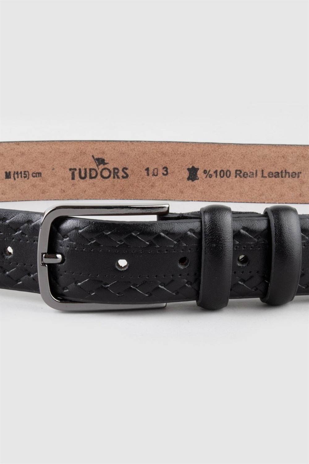 Tudors Erkek %100 Hakiki Deri 3,5 cm Klasik Siyah Kemer görsel 2