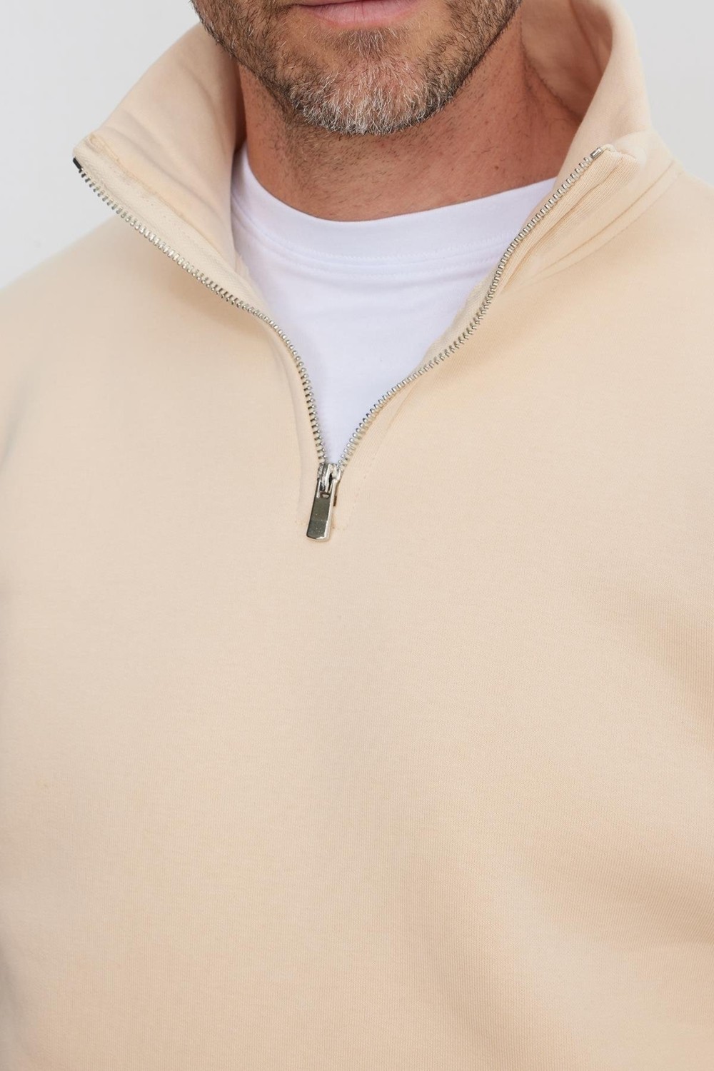 Tudors Unisex Relax Fit Rahat Kesim Pamuklu İçi Polarlı Yarım Fermuarlı Bordo Dik Yaka Sweatshirt görsel 3