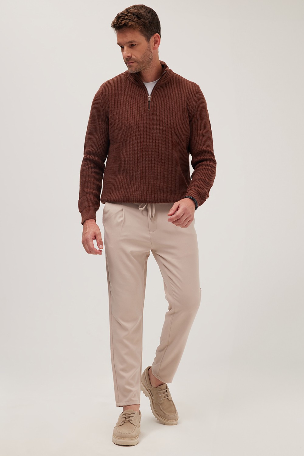 Tudors Erkek Regular Fit Beli Lastikli Bağcıklı Jogger Lacivert Pantolon Rahat Kesim Yan Cepli görsel 2
