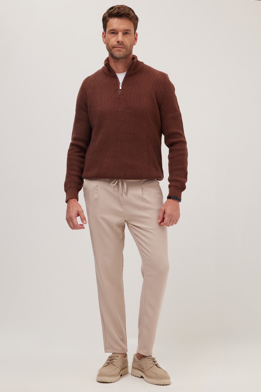 Tudors Erkek Regular Fit Beli Lastikli Bağcıklı Jogger Lacivert Pantolon Rahat Kesim Yan Cepli görsel 4