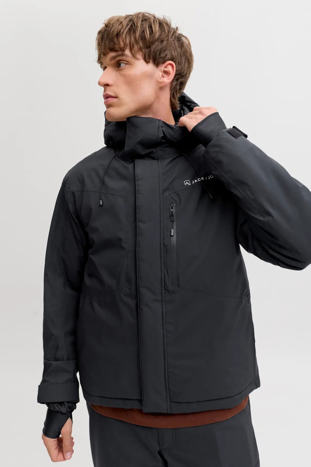 Jack & Jones Erkek Jjalpes Kapüşonlu Su ve Rüzgar Geçirmez Mont 12284649 Siyah görsel 2