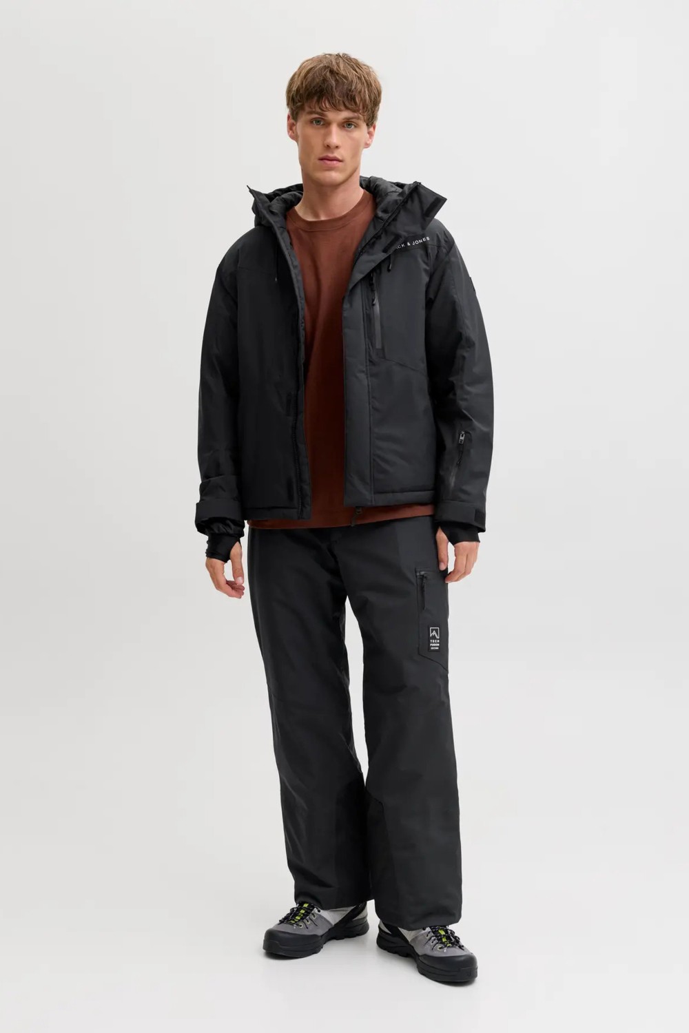 Jack & Jones Erkek Jjalpes Kapüşonlu Su ve Rüzgar Geçirmez Mont 12284649 Siyah görsel 4