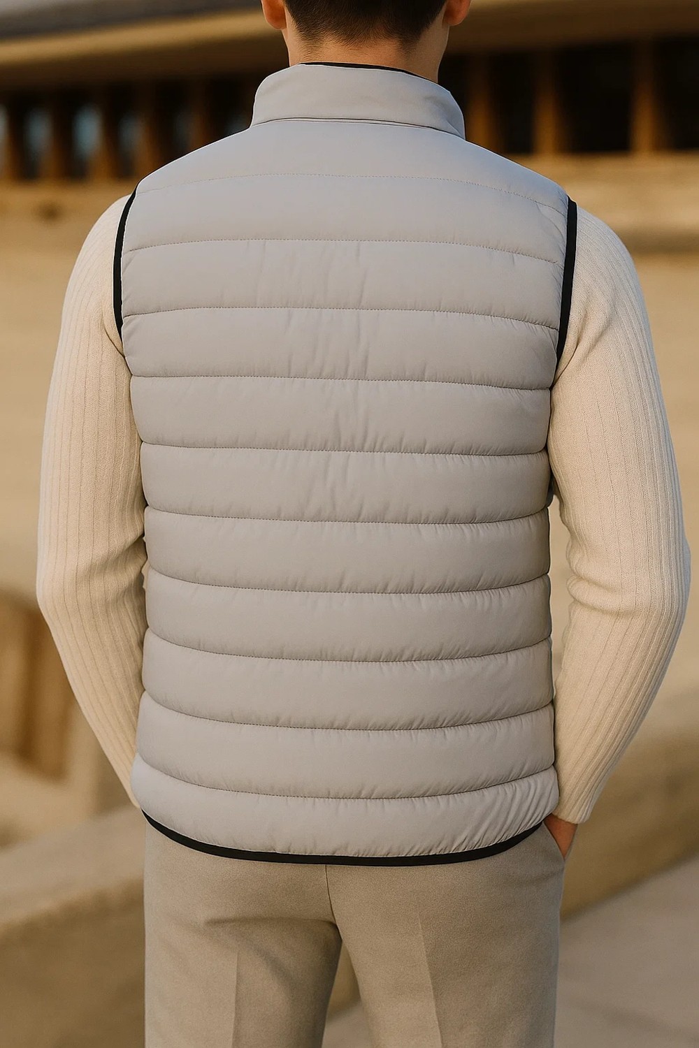 Comstar Erkek Kışlık Comfort Kolsuz Astarlı Siyah Şişme Yelek görsel 5