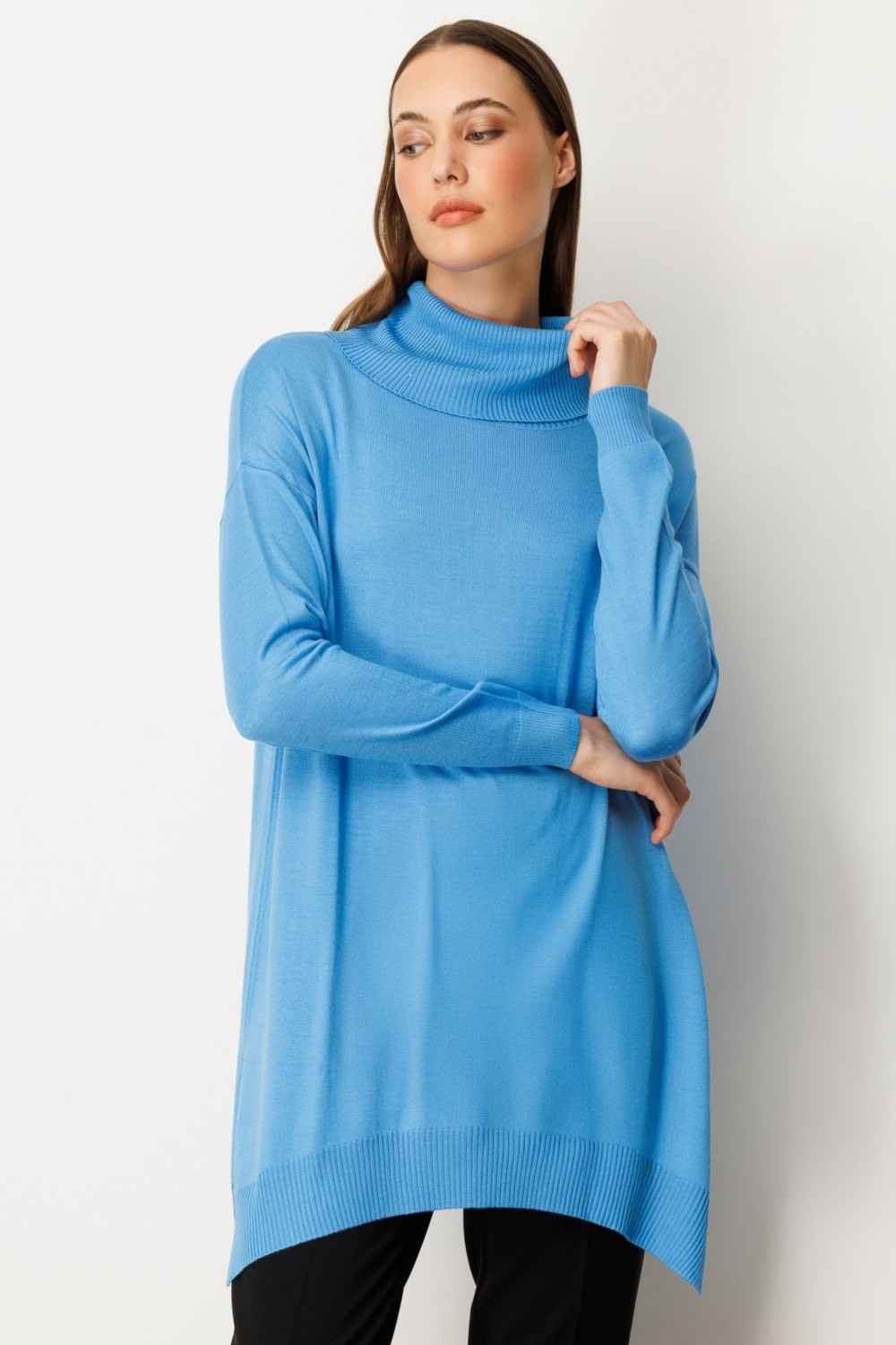 On Triko Balıkçı Yaka Tunik 65317 görsel 2