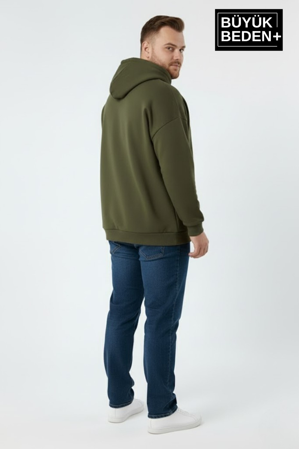 Superlife Erkek Büyük Beden Ar Baskılı Kapüşonlu Sweatshirt SPR26BSW963 görsel 2