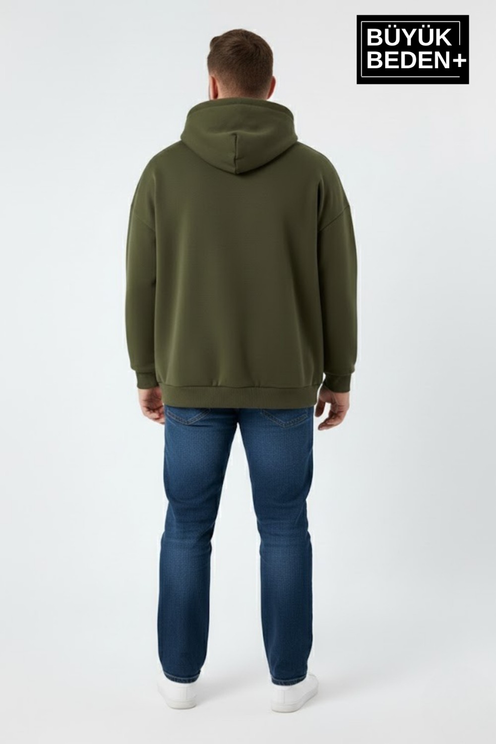 Superlife Erkek Büyük Beden Ar Baskılı Kapüşonlu Sweatshirt SPR26BSW963 görsel 3