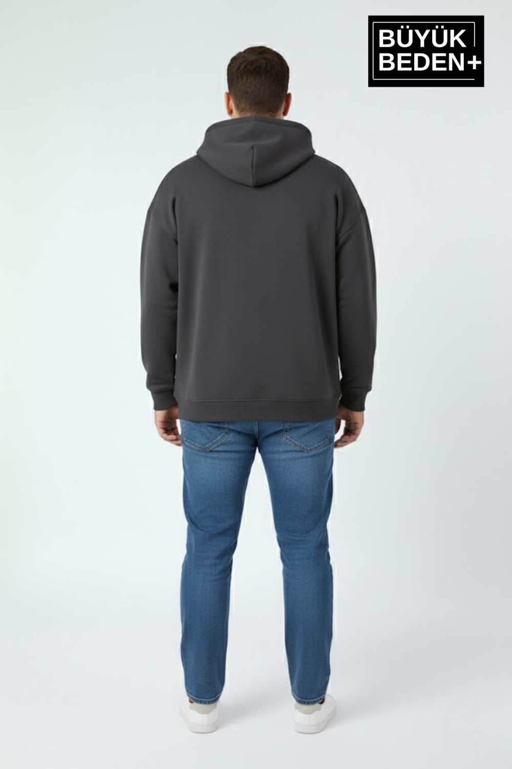 Superlife Erkek Büyük Beden Ar Baskılı Kapüşonlu Sweatshirt SPR26BSW963 görsel 5