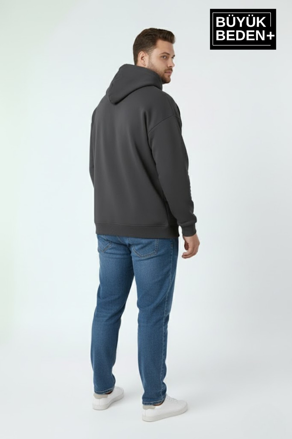 Superlife Erkek Büyük Beden Ar Baskılı Kapüşonlu Sweatshirt SPR26BSW963 görsel 6