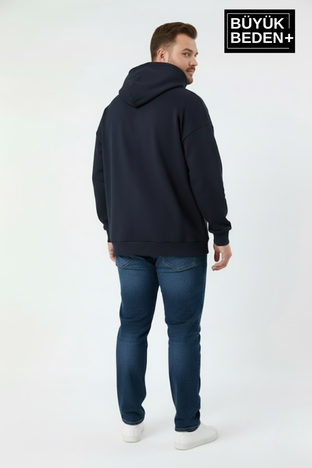 Superlife Erkek Büyük Beden Ar Baskılı Kapüşonlu Sweatshirt SPR26BSW963 görsel 7