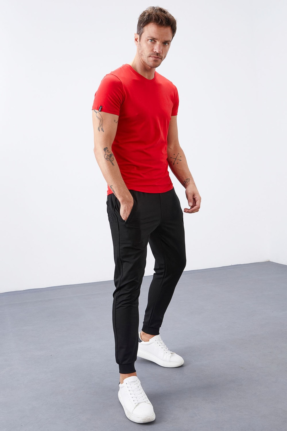 Tommy Life Siyah Fermuar Cepli Dar Kalıp Jogger Erkek Eşofman Alt - 84343 görsel 8