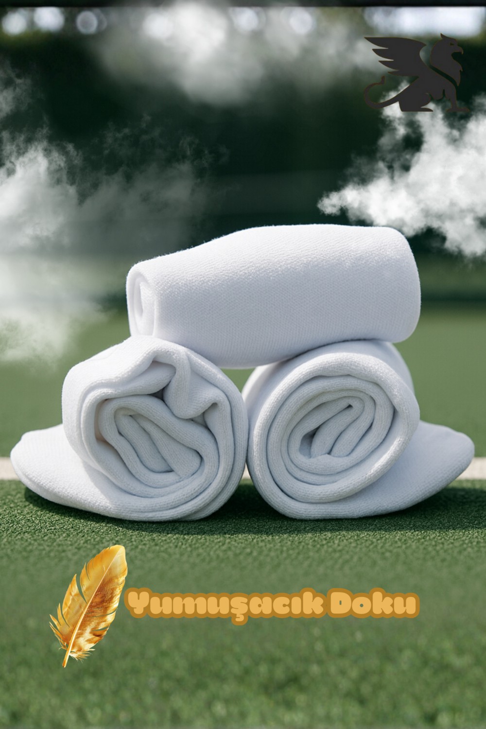 Golden Socks Erkek Beyaz Uzun Spor Tenis Çorap 6 Çift Rahat Nefes Alan Konforlu görsel 5