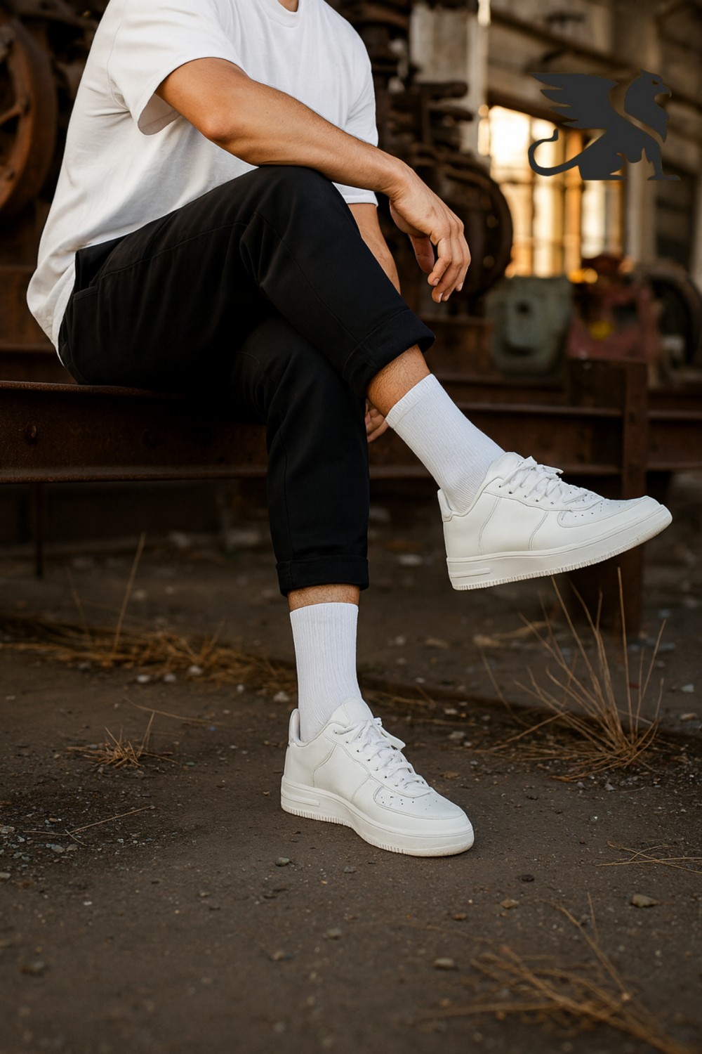 Golden Socks Erkek Beyaz Uzun Spor Tenis Çorap 6 Çift Rahat Nefes Alan Konforlu görsel 7