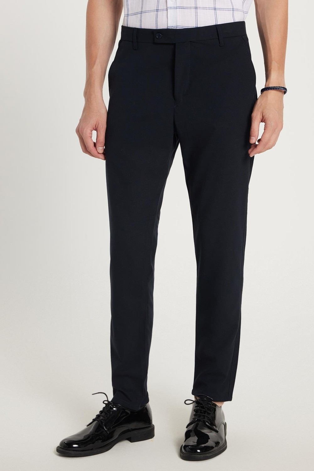 Tudors Erkek Slim Fit Dar Kesim Chino Yandan Cepli Pamuklu Lacivert Pantolon