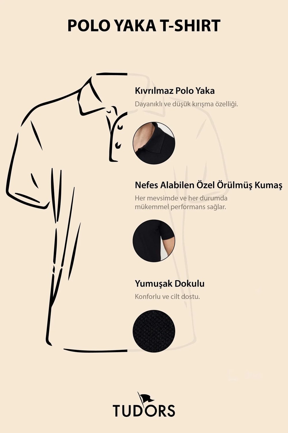 Tudors Erkek Slim Fit Dar Kesim Pamuklu Fermuarlı Mint Polo Yaka Tişört görsel 7