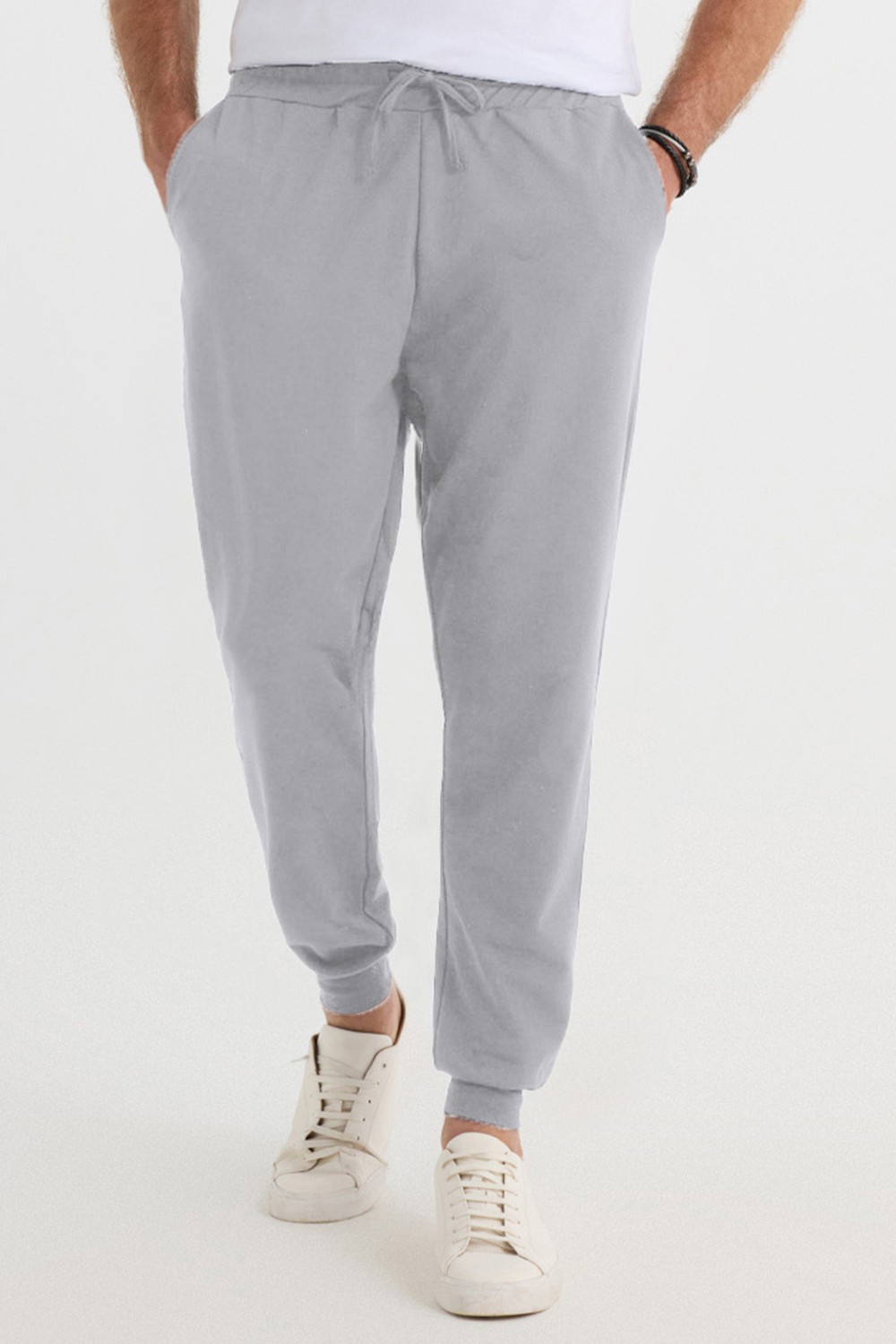 Tudors Erkek Regular Fit Klasik Kesim Beli Bağcıklı Jogger Cepli Lastikli Paça Gri Eşofman Altı