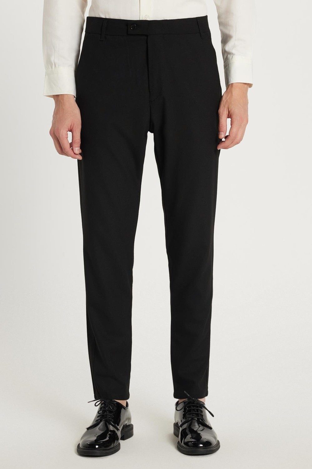 Tudors Erkek Slim Fit Dar Kesim Chino Yandan Cepli Pamuklu Siyah Pantolon