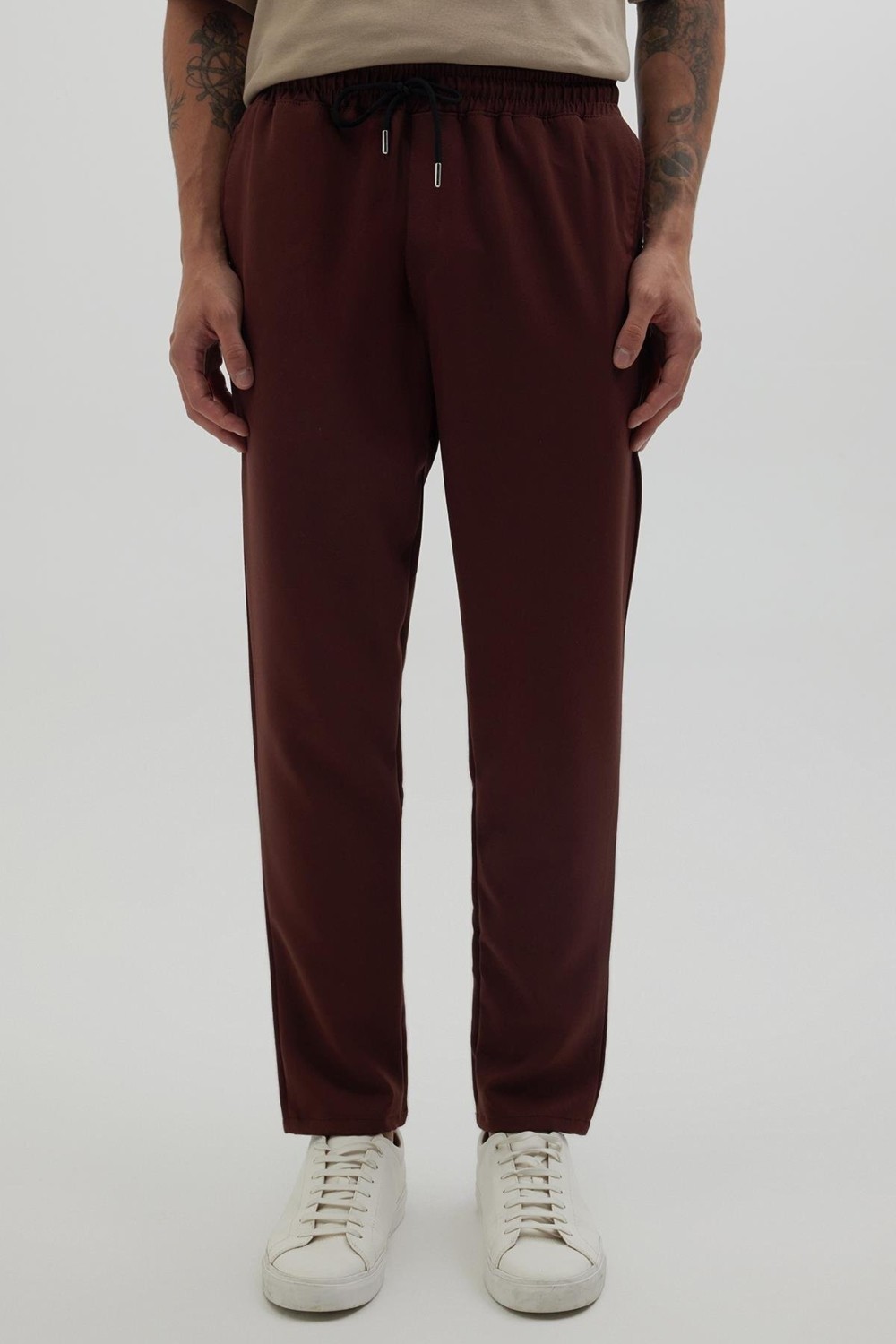 Tudors Erkek Regular Fit Beli Lastikli Bağcıklı Jogger Lacivert Pantolon Rahat Kesim Yan Cepli