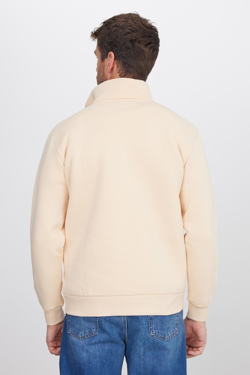 Tudors Unisex Relax Fit Rahat Kesim Pamuklu İçi Polarlı Yarım Fermuarlı Bordo Dik Yaka Sweatshirt görsel 8