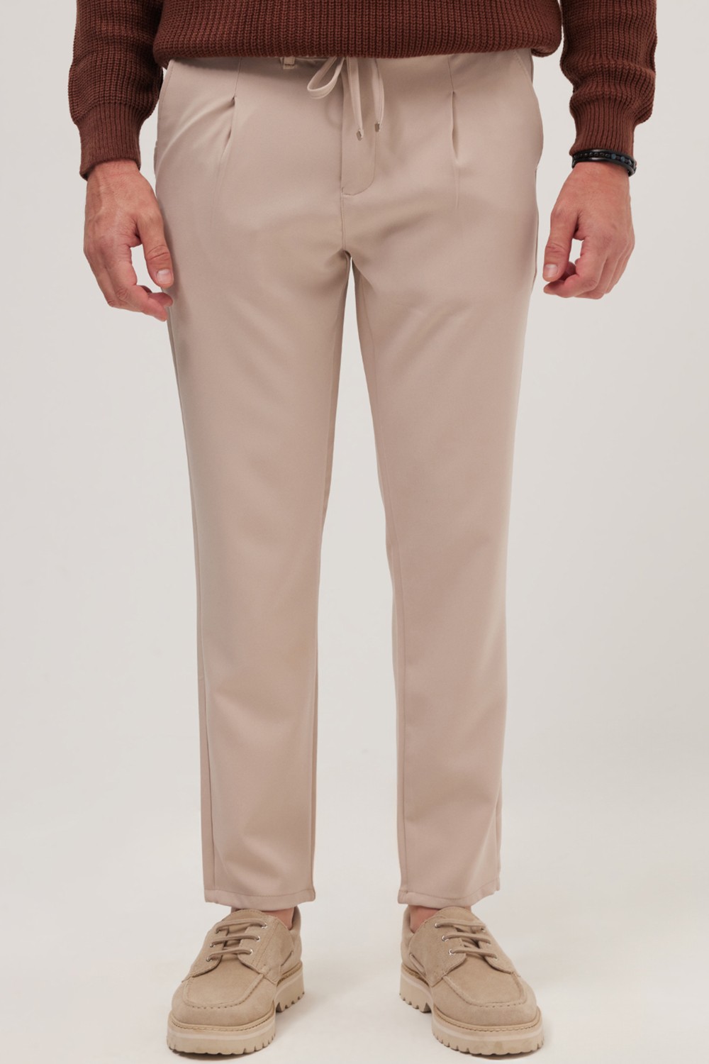 Tudors Erkek Regular Fit Beli Lastikli Bağcıklı Jogger Lacivert Pantolon Rahat Kesim Yan Cepli
