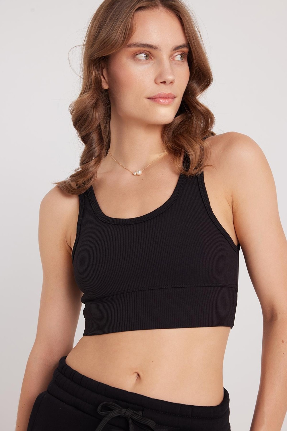 Tudors Kadın Slim Fit Dar Kesim Askılı Kare Yaka Lacivert Crop