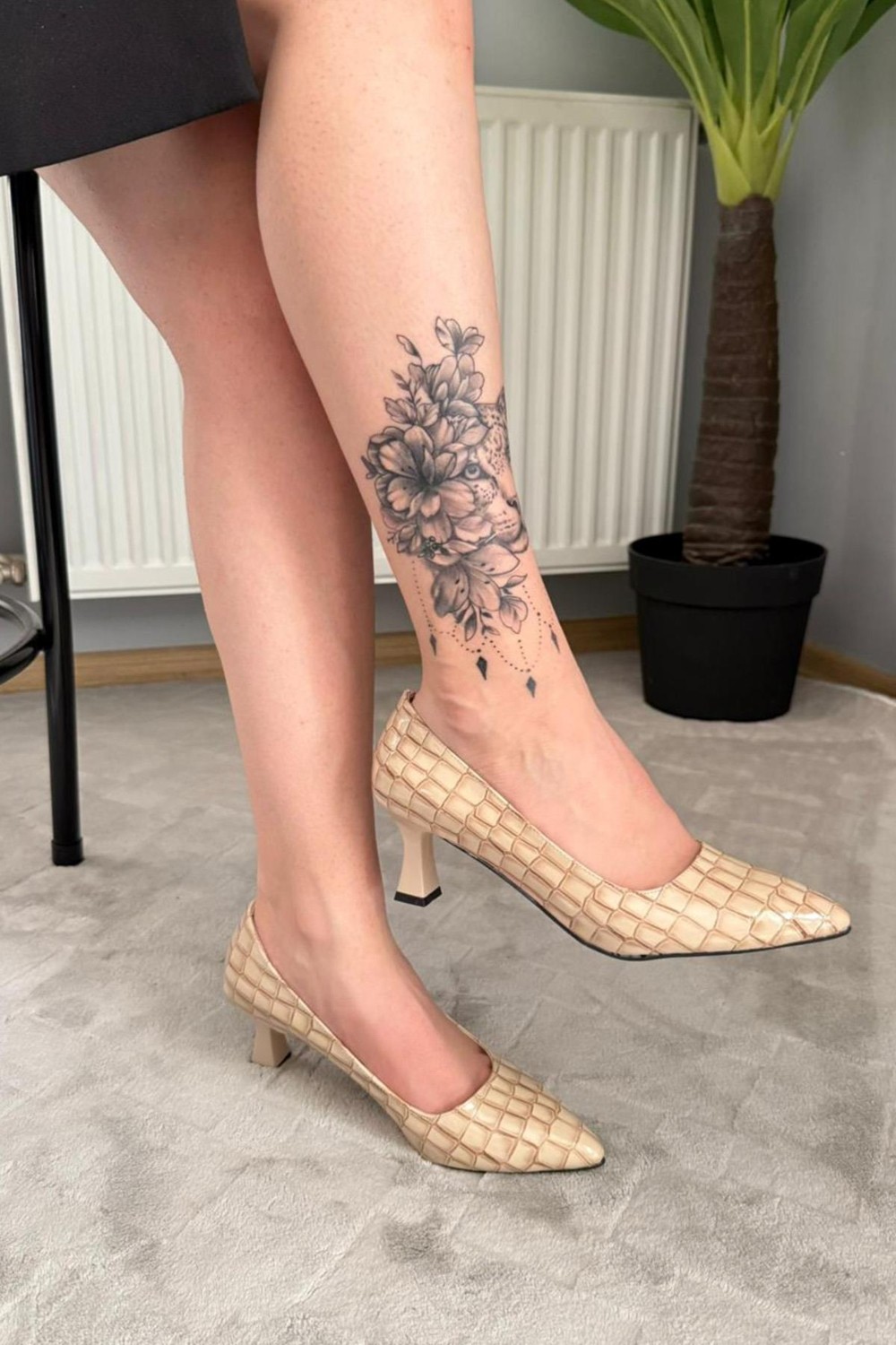 Preshley Kadın Sity Bej Rugan 6 cm Ince Topuklu Stiletto