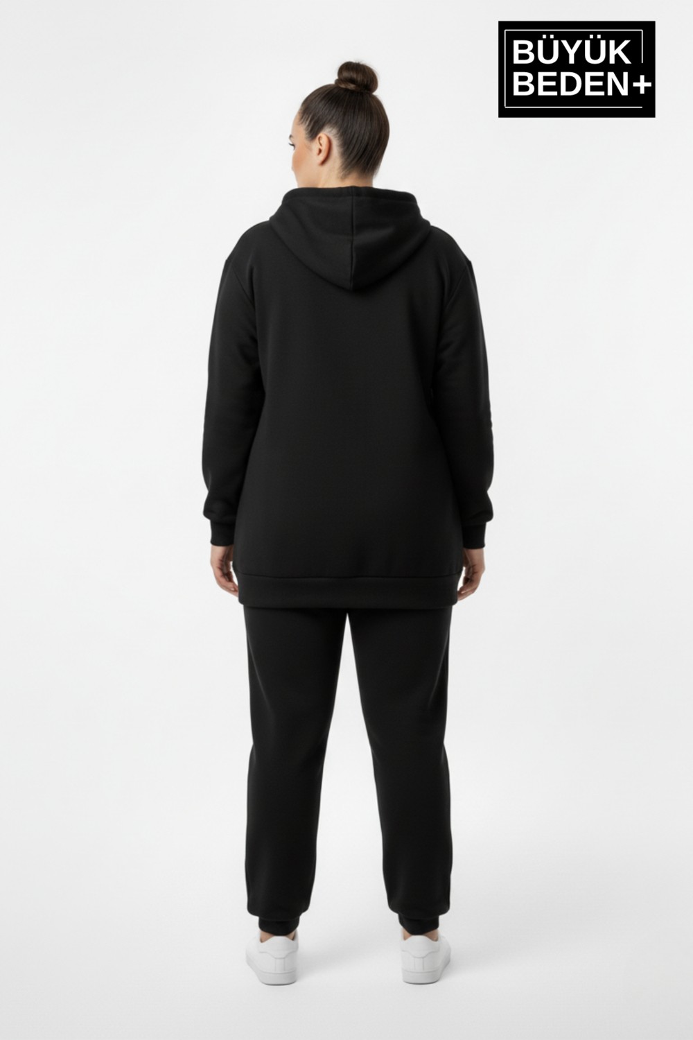Superlife Kadın Büyük Beden Fermuarlı Kapüşonlu Sweatshirt Hırka - Rahat Kalıp SPR26BHR960 görsel 4