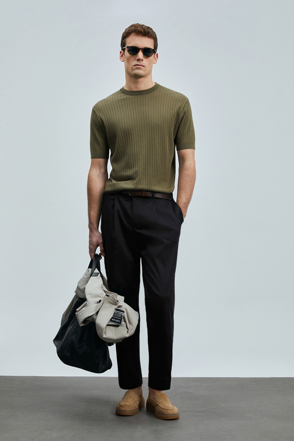 Lufian Albert Smart Erkek Chino Pantolon Comfort Pileli Siyah