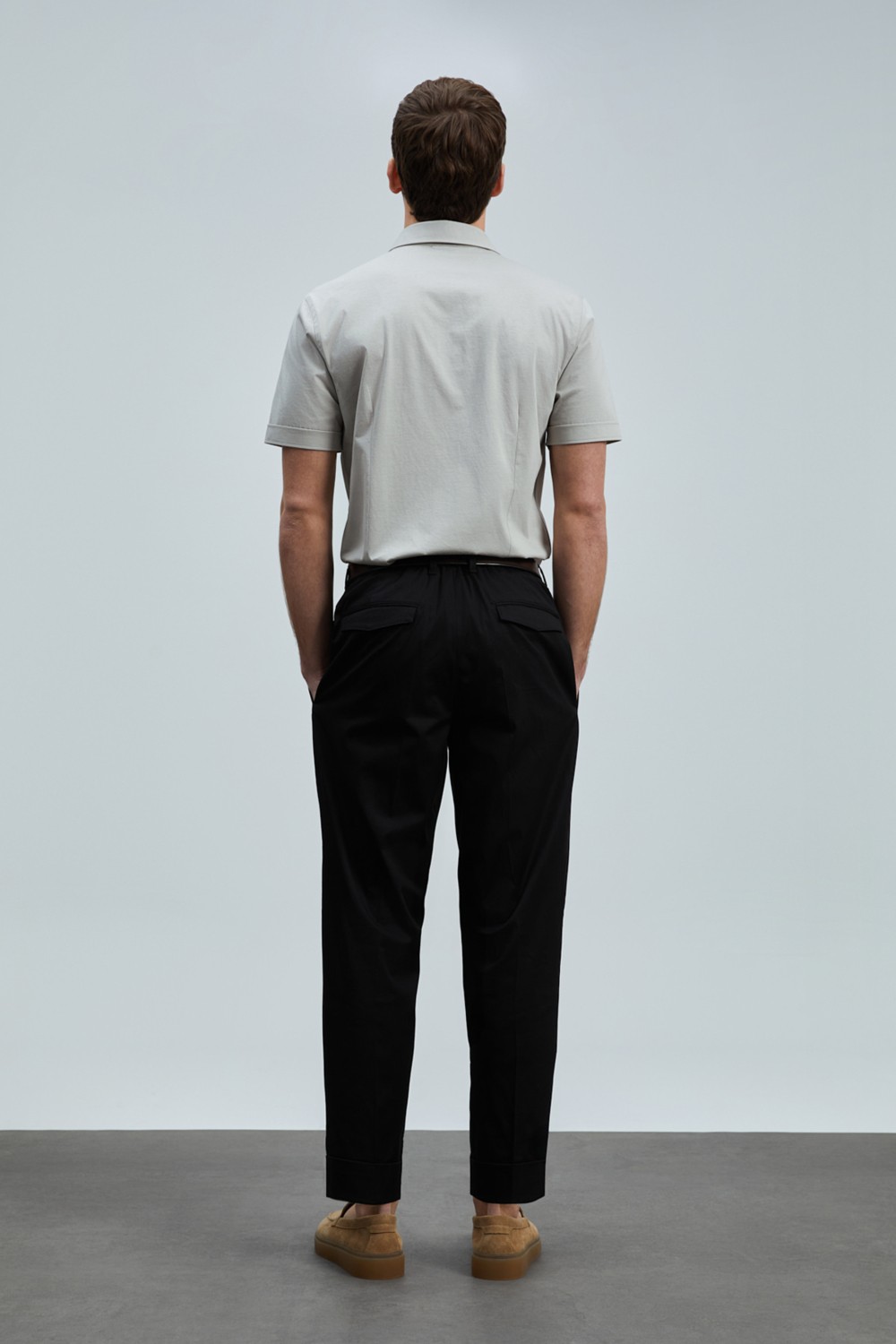 Lufian Albert Smart Erkek Chino Pantolon Comfort Pileli Siyah görsel 6
