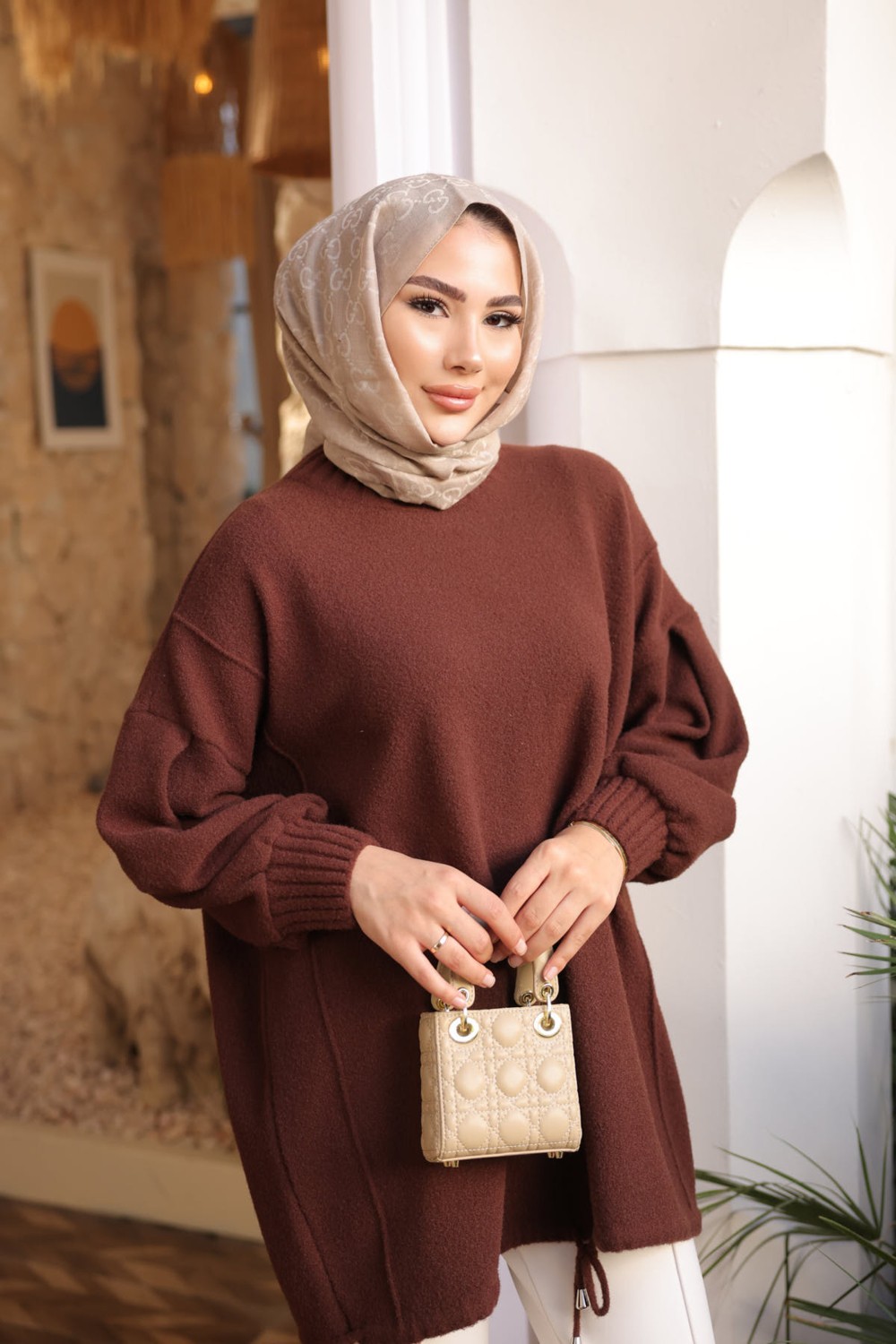 İmaj Butik Bordo Bisiklet Yaka Keçe Kazak görsel 5