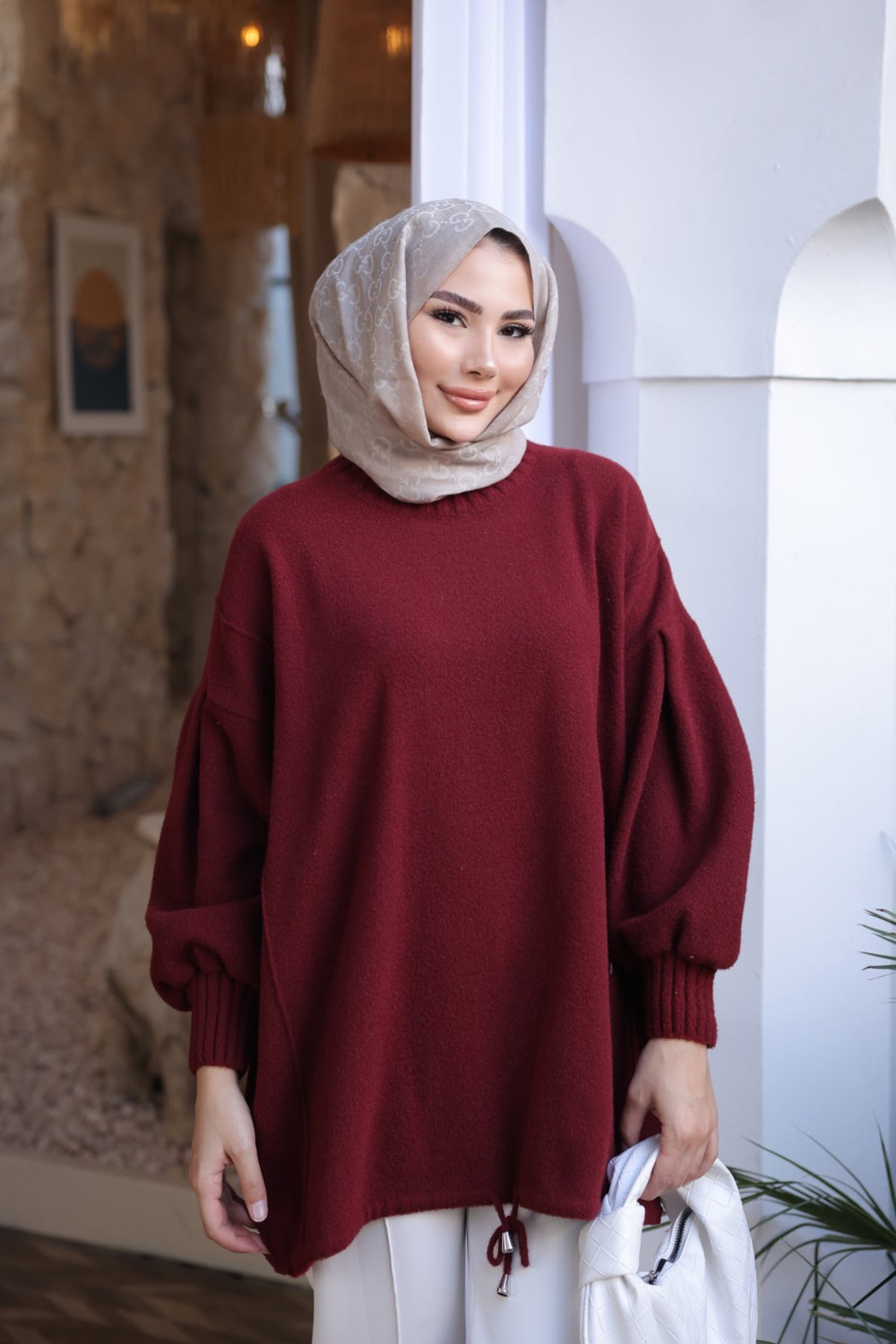 İmaj Butik Bordo Bisiklet Yaka Keçe Kazak