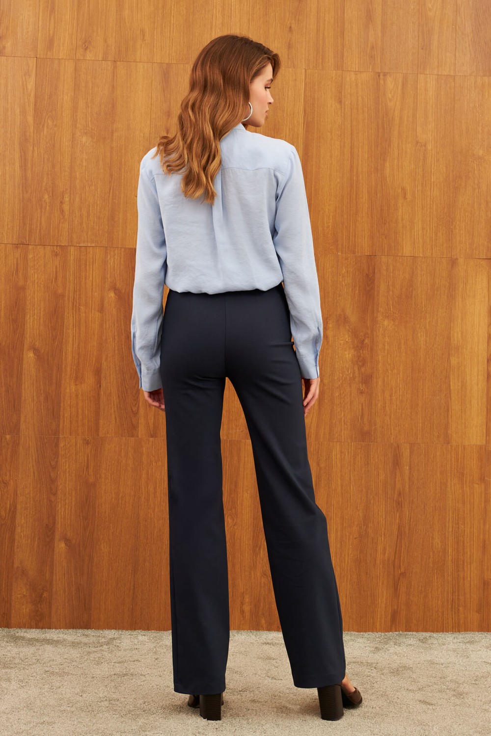 Stella Pulvis Lacivert Yüksel Bel Straight Fit Pantolon görsel 5