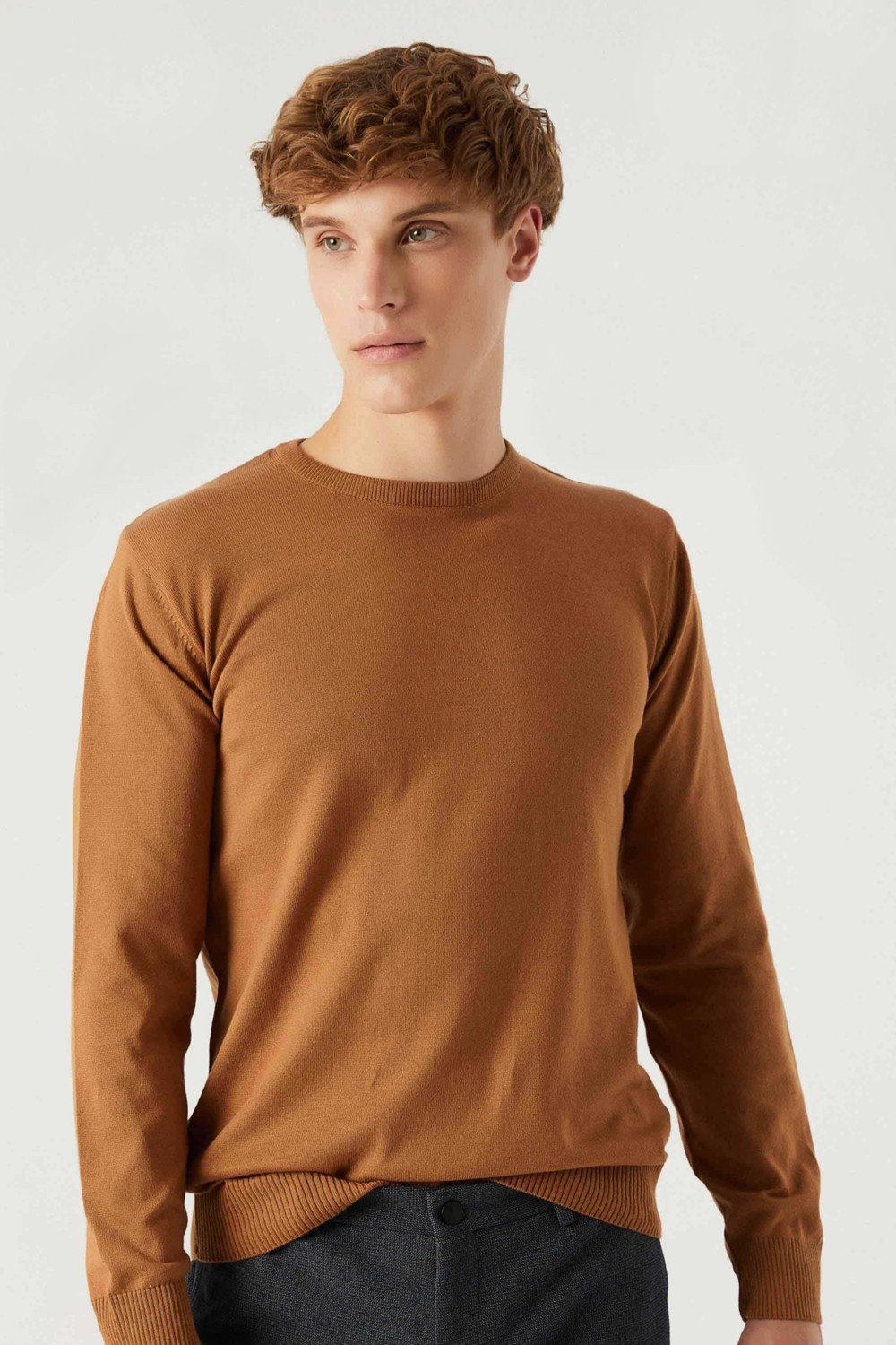 D'S Damat Ds Damat Regular Fit Koyu Mavi Tüylenme Yapmayan Bisiklet Yaka Triko Kazak 5HF06ORT12004