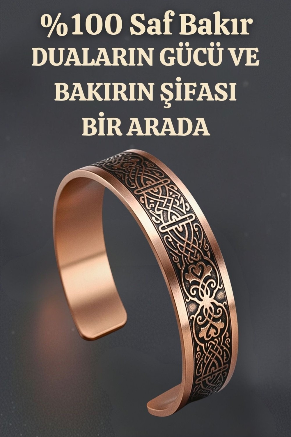 İyyakee Erkek Kadın Bakır Bileklik Felak, Nas, Celcelutiye ve Hz. Süleyman Mühürlü Koruyucu Dualı Model görsel 3