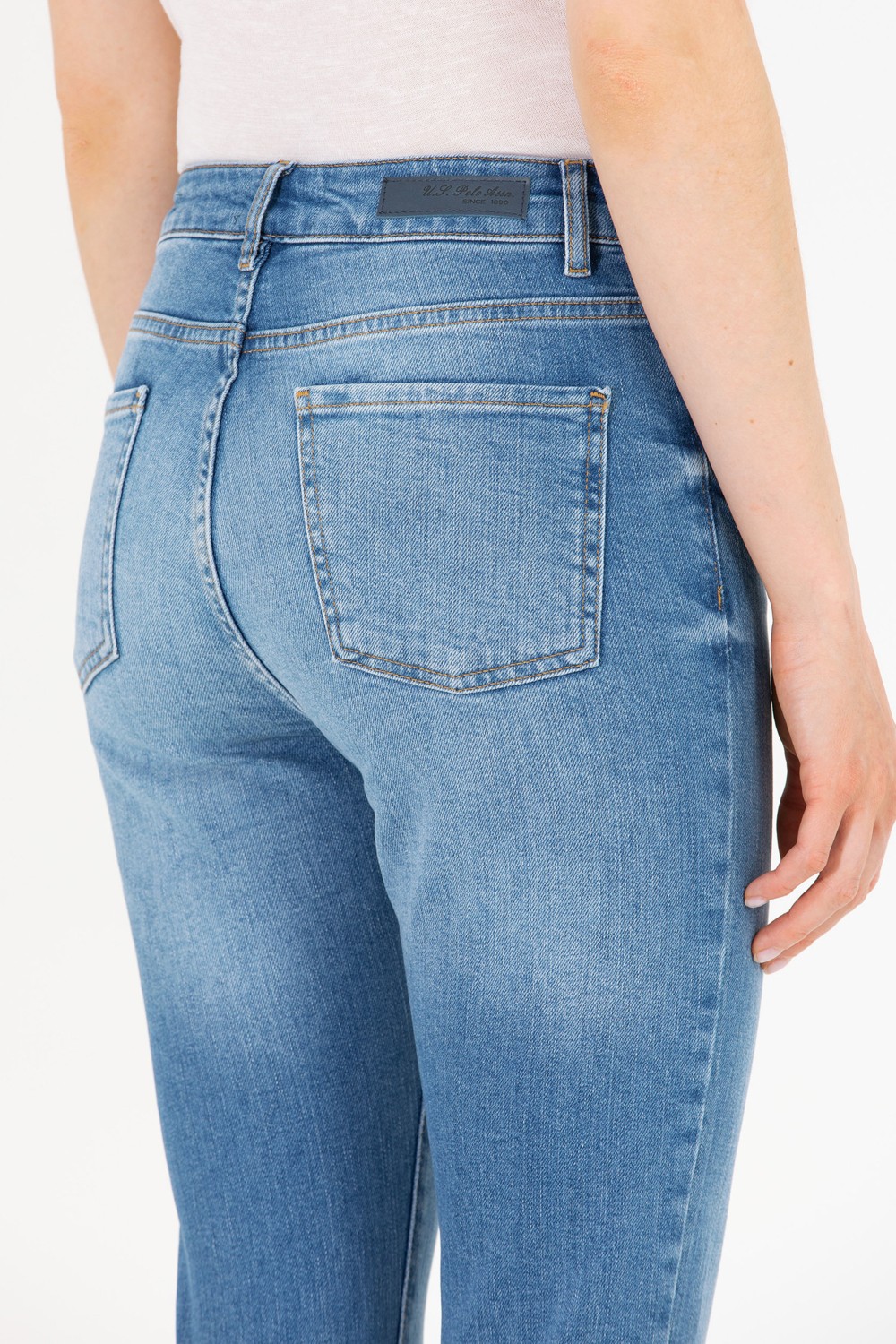 U.S. Polo Assn. Kadın Mavi Slim High Waist Fit Jean Pantolon 50266283-DN0022 görsel 7