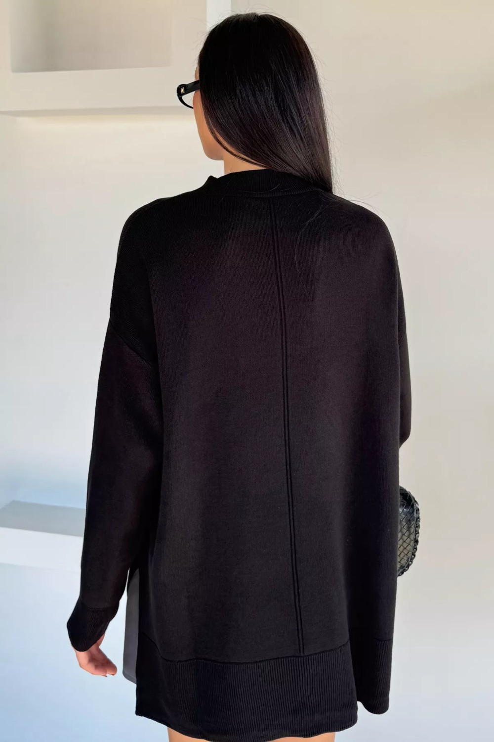 Gülseli Yan Yırtmaçlı Triko Tunik P-00019652 görsel 3