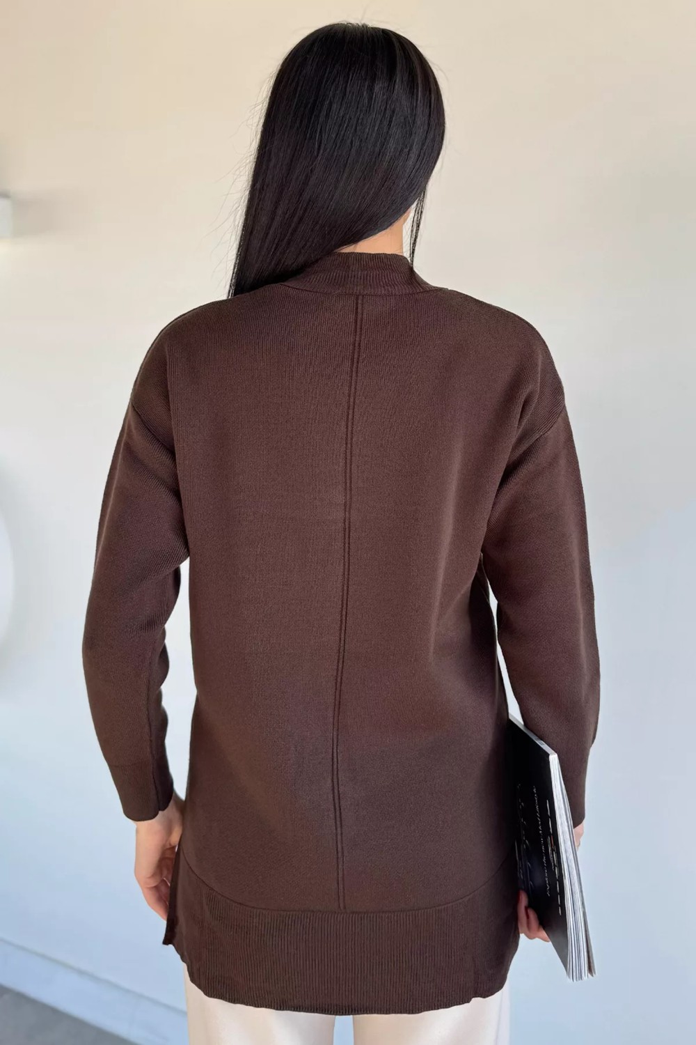 Gülseli Yan Yırtmaçlı Triko Tunik P-00019652 görsel 8