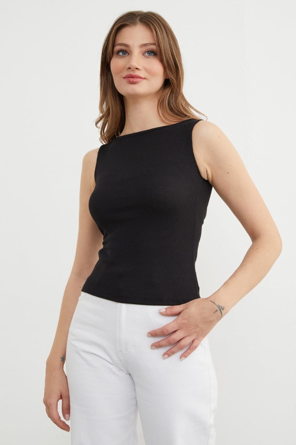 FullaModa Fitilli Kayık Yaka Body görsel 2