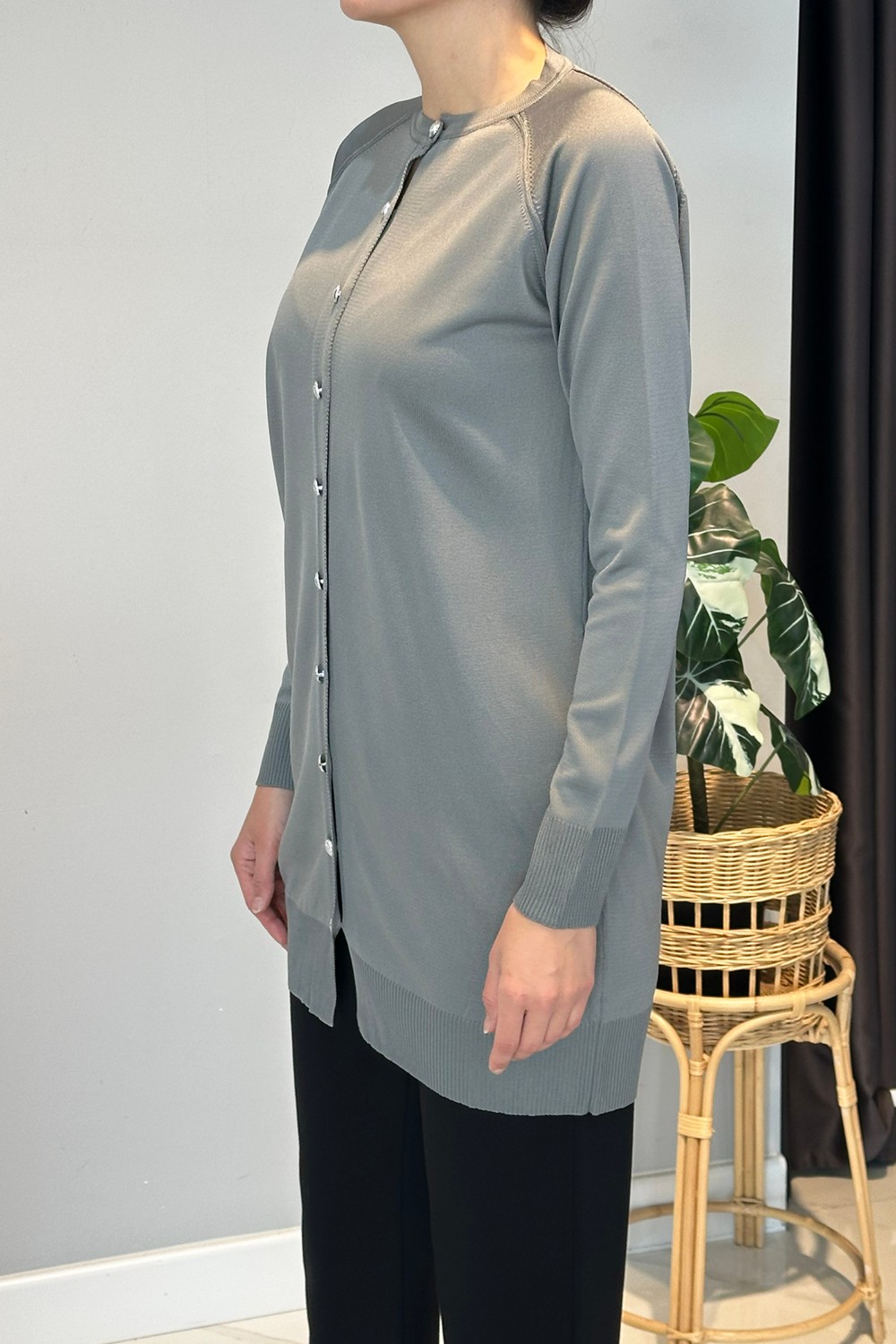Lale Butik Triko Hırka 01 Füme görsel 2