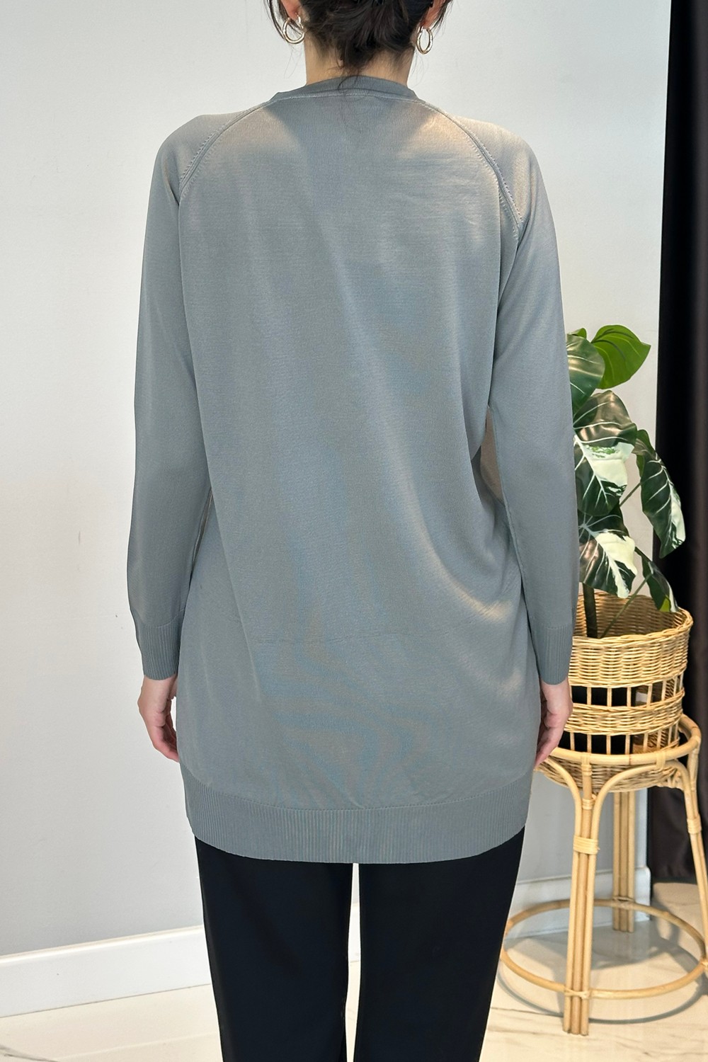 Lale Butik Triko Hırka 01 Füme görsel 3