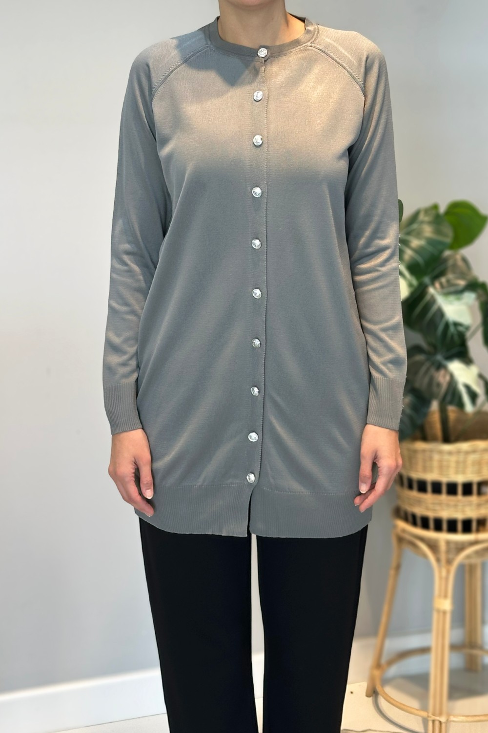 Lale Butik Triko Hırka 01 Füme görsel 4
