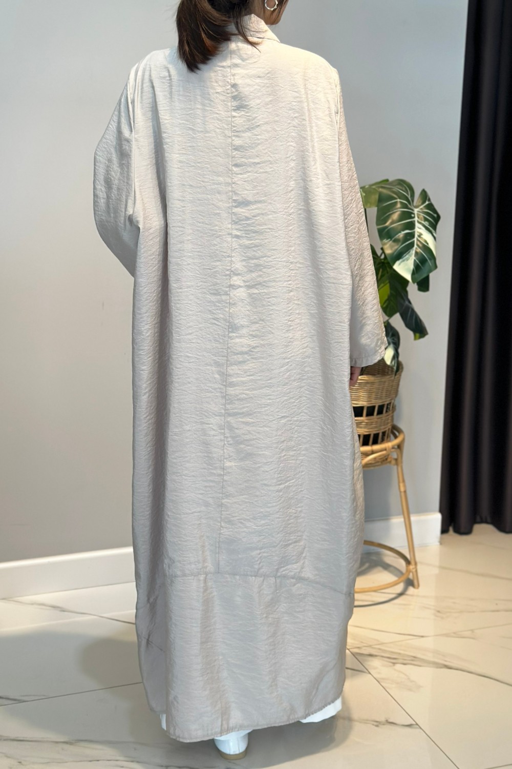 Lale Butik Önü Fermuarlı Şal Yaka Dubai Kap 5860 Bej görsel 3