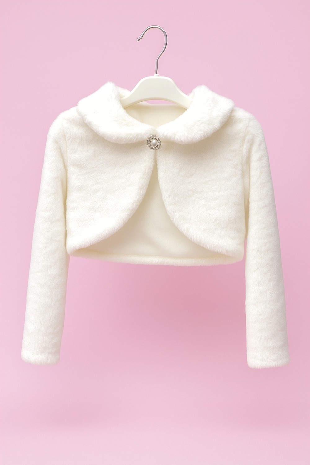 Kız Çocuk ve Bebek Abiye Peluş Bolero, Inci Düğmeli Kürklü Şık Model (Düğün&nişan&parti) 2–13 Yaş