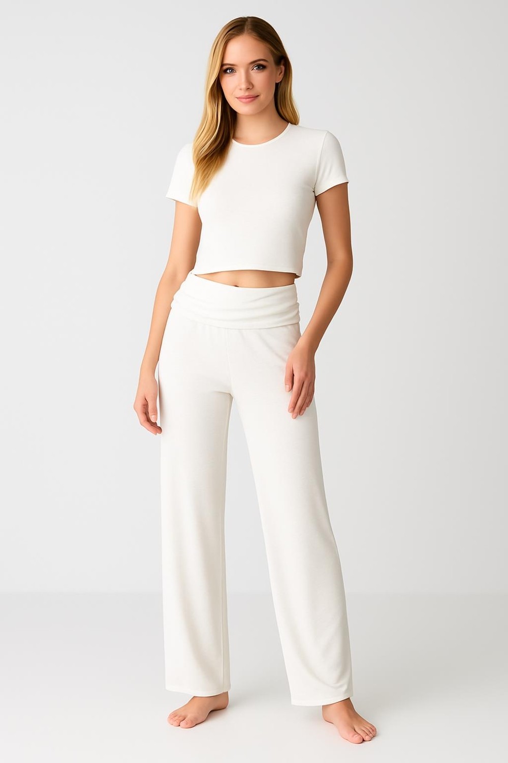 Artış Collection Düz Paça Katlanan Bel Esnek Viskoz Pantolon VTP01