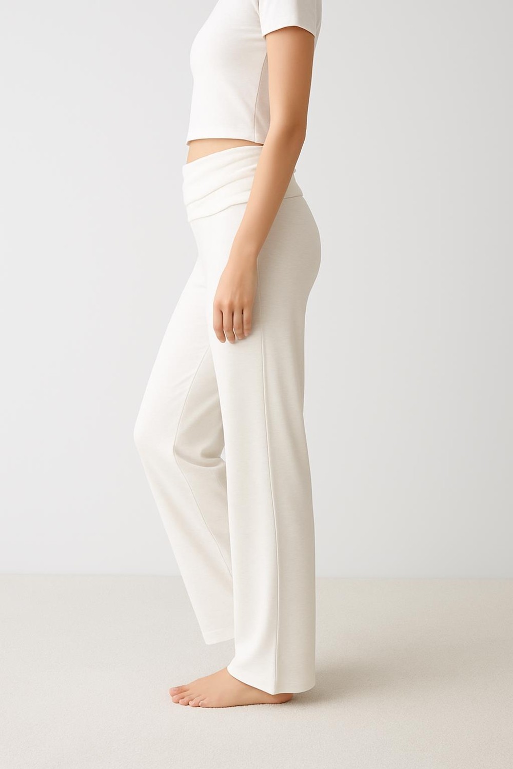 Artış Collection Düz Paça Katlanan Bel Esnek Viskoz Pantolon VTP01 görsel 2