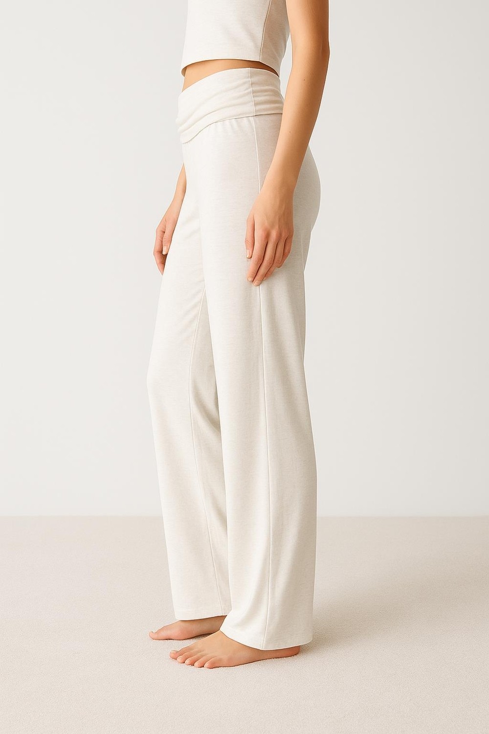 Artış Collection Düz Paça Katlanan Bel Esnek Viskoz Pantolon VTP01 görsel 3