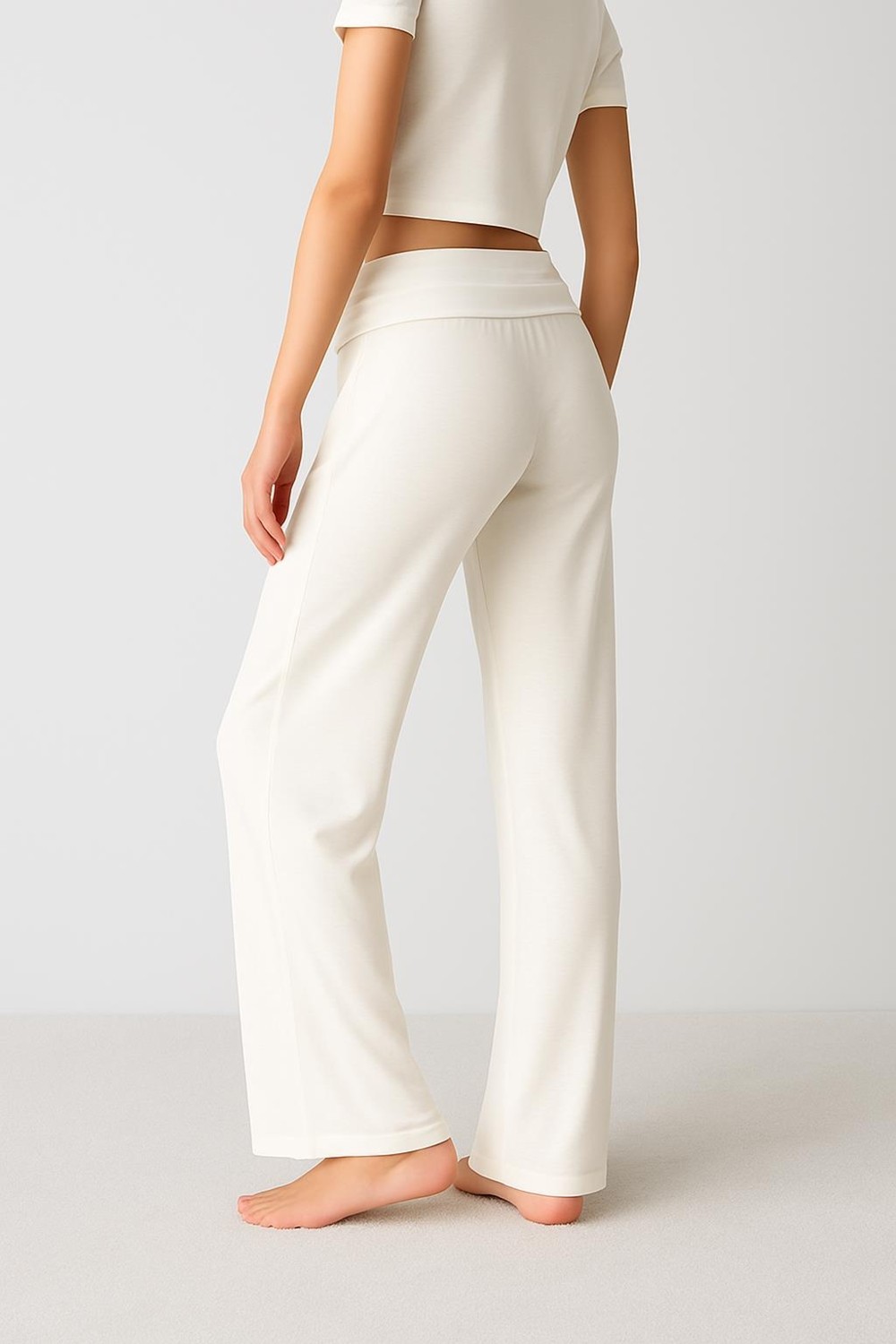 Artış Collection Düz Paça Katlanan Bel Esnek Viskoz Pantolon VTP01 görsel 4
