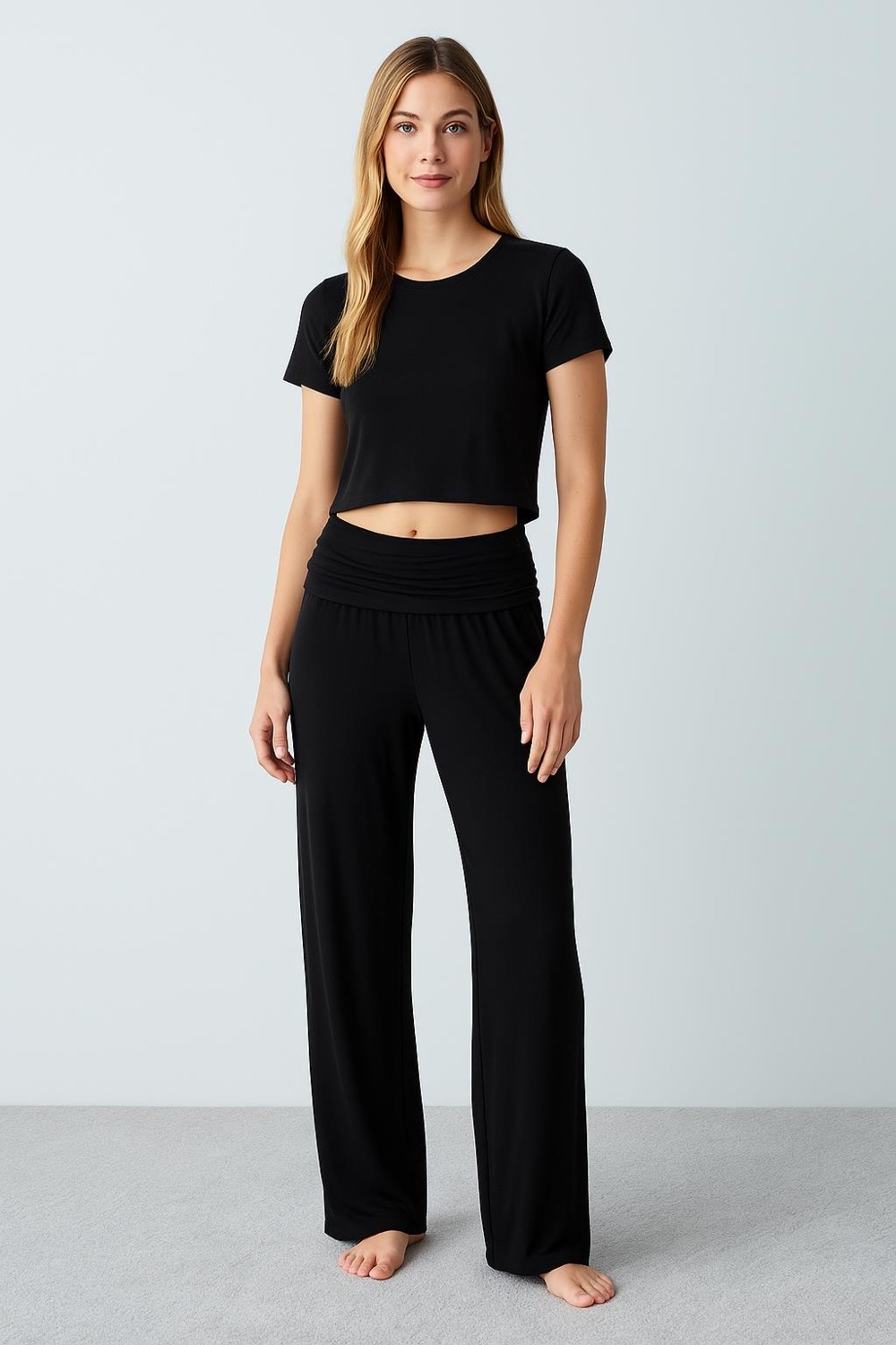 Artış Collection Düz Paça Katlanan Bel Esnek Viskoz Pantolon VTP01 görsel 8